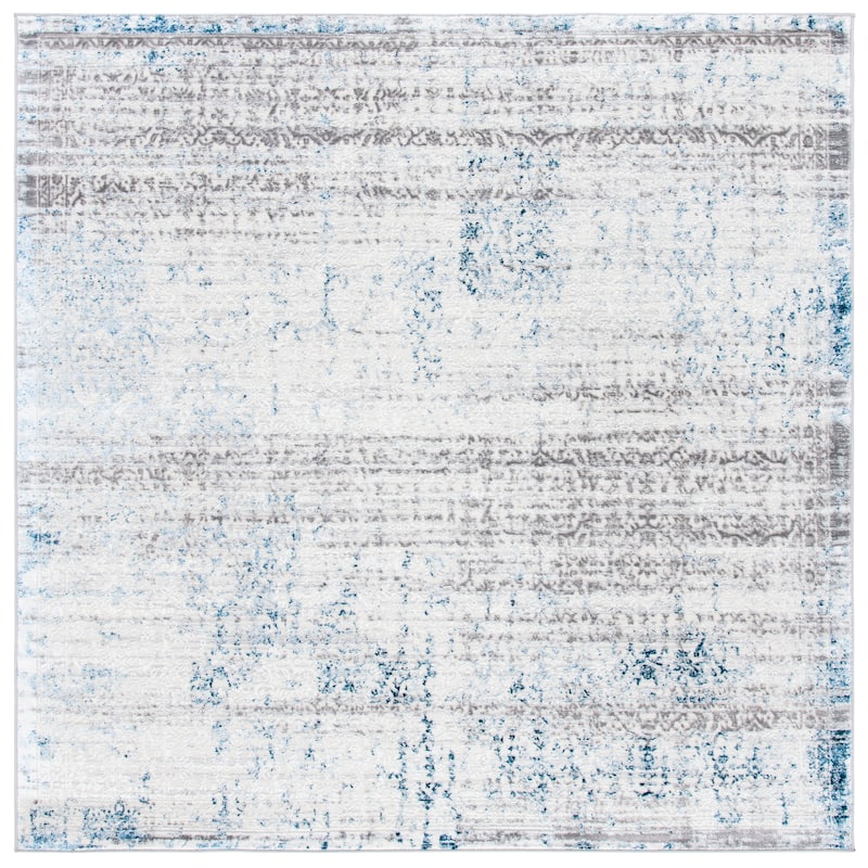 SAFAVIEH Amelia Guenievre Abstract Distressed Rug - 6'7" Square - Grey/Blue