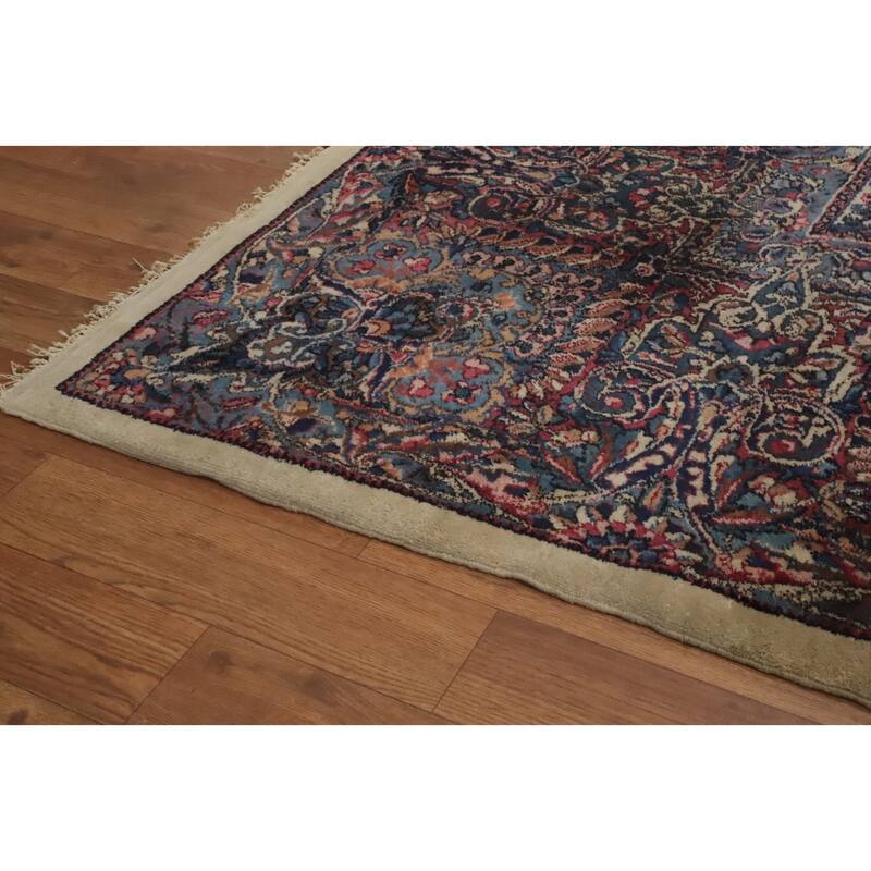 Hand Knotted Oriental 100% Wool Carpet Traditional Floral Beige & Ivories Kerman Area Rug - 15' 4'' X 9' 1''