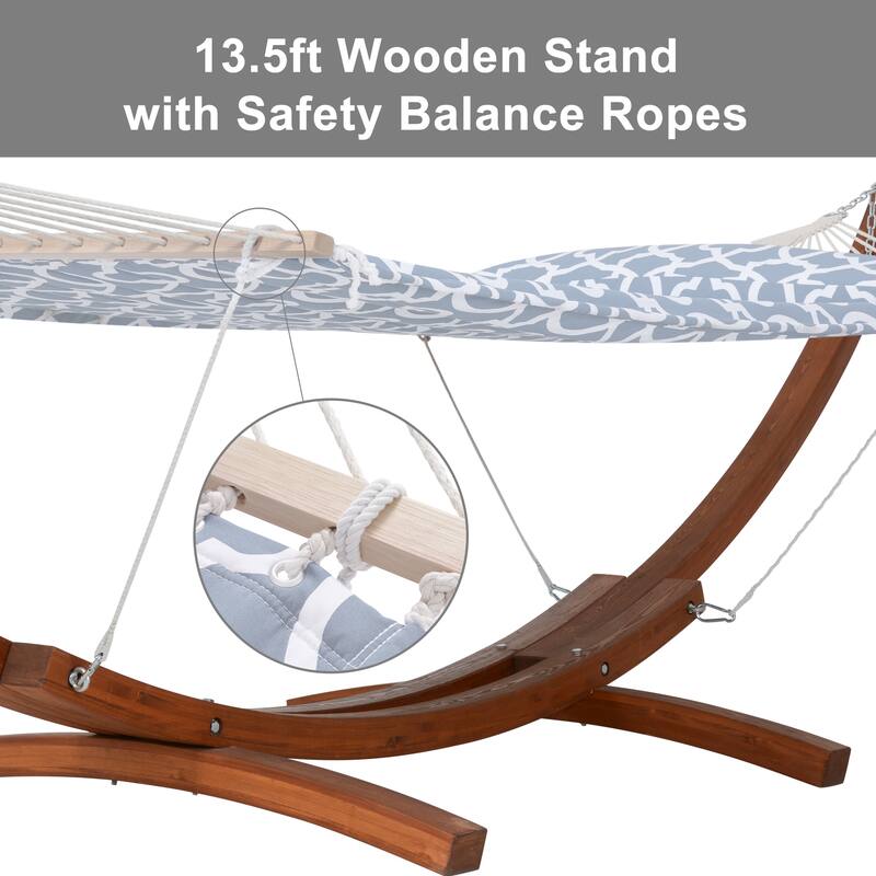Double Spreader Bar Hammock With 13.5 ft. Wooden Stand - 162*55.1*48.8