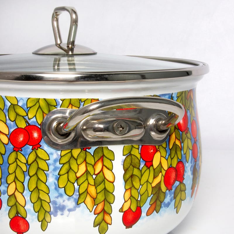 STP Goods Pomegranate Belly Deep Enamel on Steel Casserole w/Glass Lid