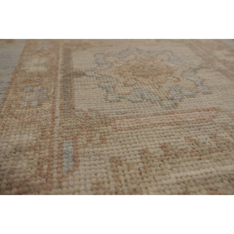 Vegetable Dye Oushak Turkish Rug Hand-Knotted Blue Wool Carpet - 8'11"x 11'8"