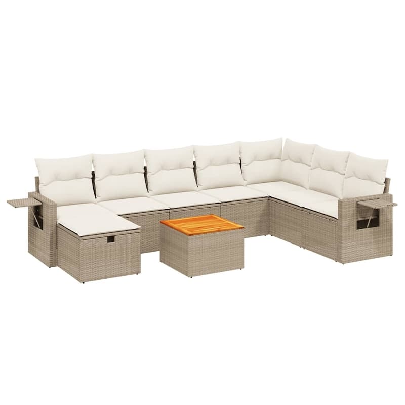 vidaXL Patio Sofa Set with Cushions Outdoor Furniture 9 Piece Poly Rattan