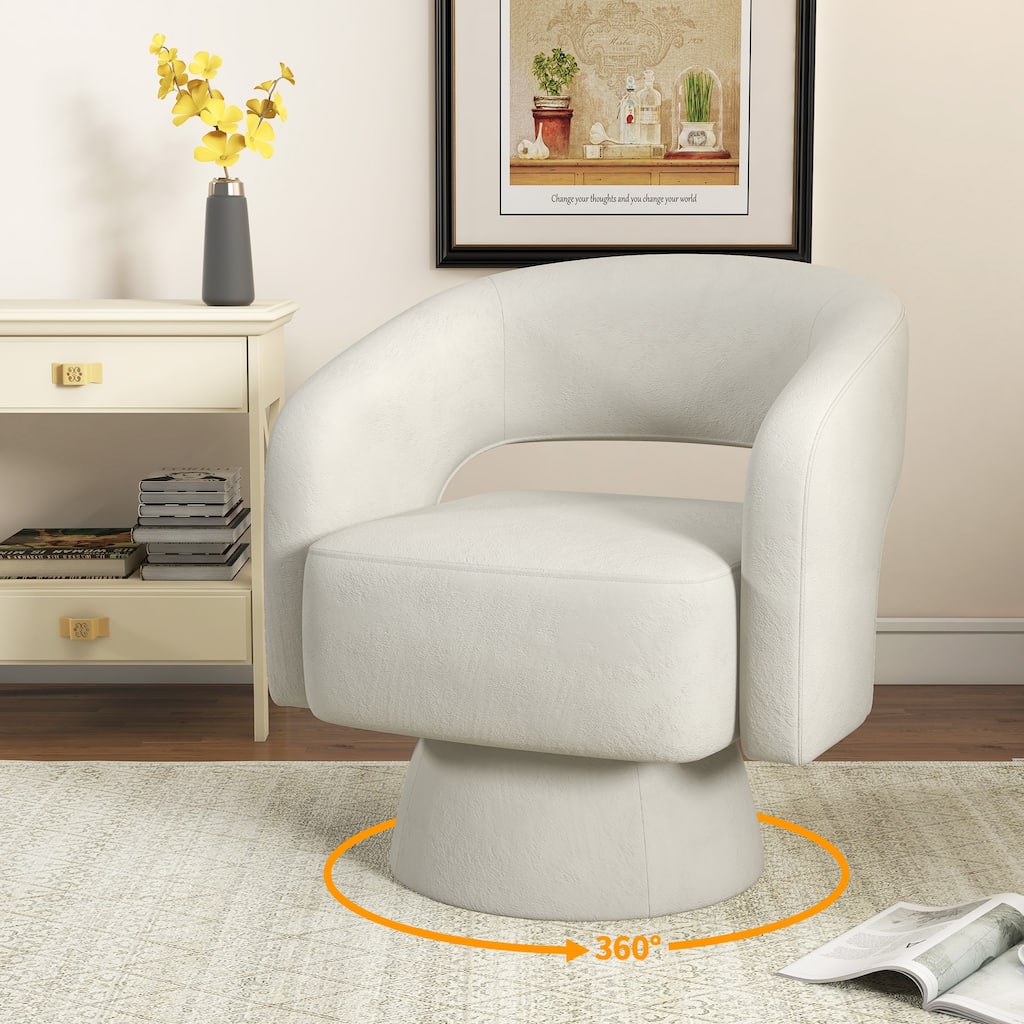 Swivel Barrel Chair,Velvet Accent Armchair 360 Degree Swivel Club Chair Vanity Chair for Living Room Bedroom Reception Room