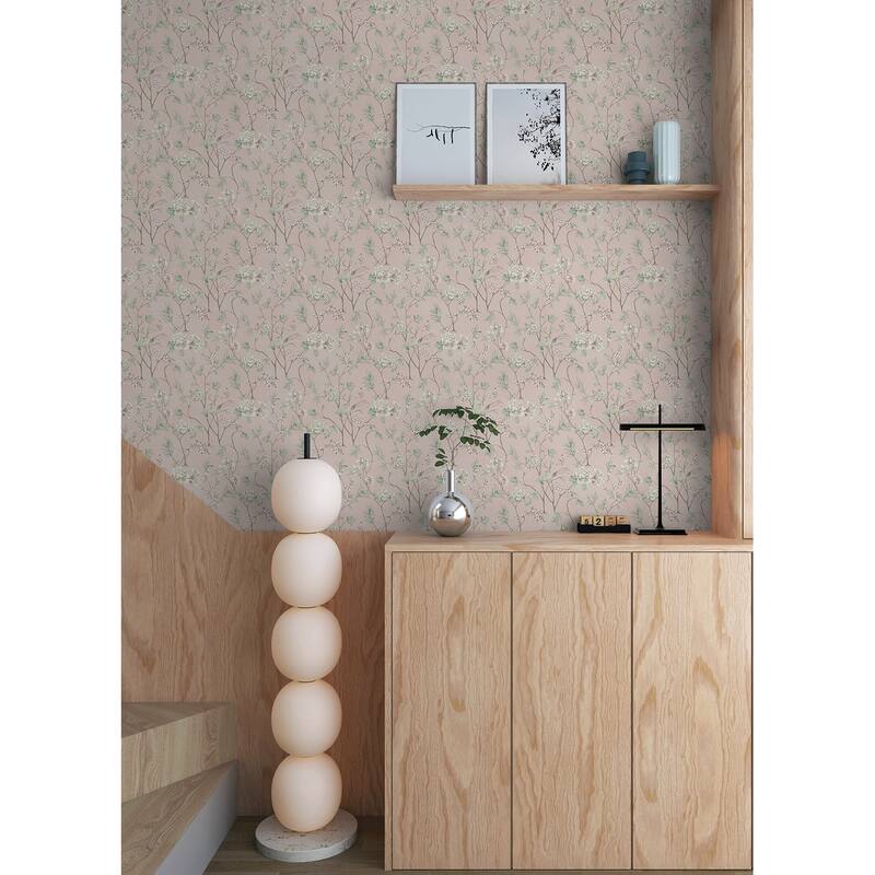 NuWallpaper Chinoiserie Garden Pink Peel and Stick Wallpaper