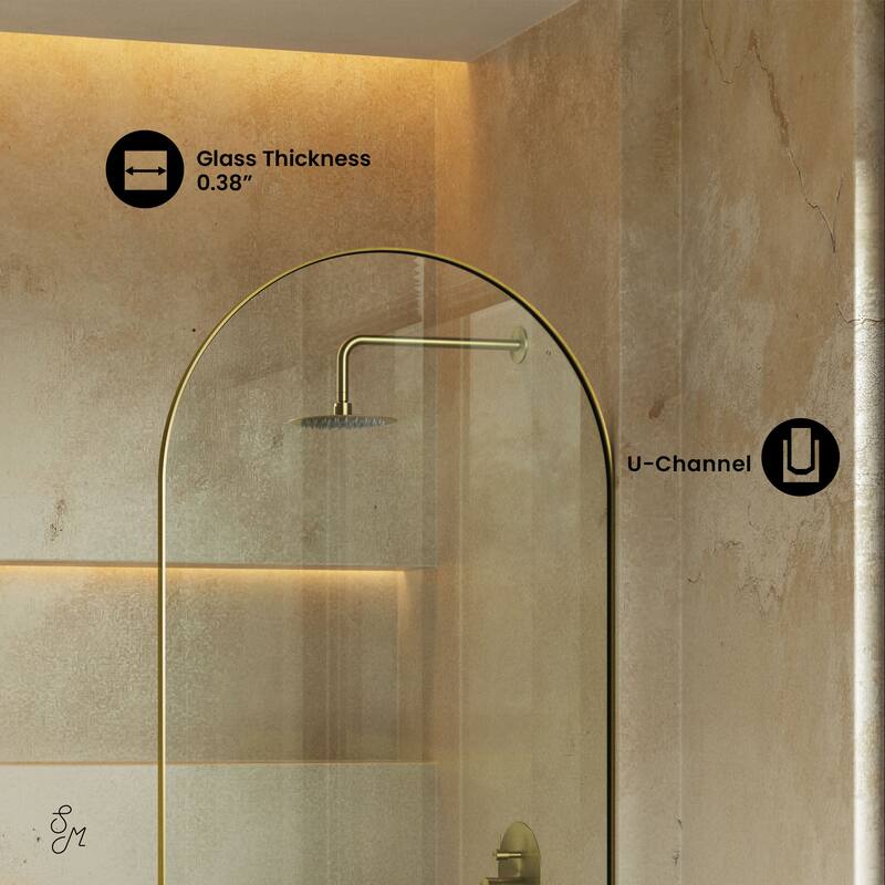 Porte 34 X 58 Framed 3/8 In. (10Mm) Clear Tempered Glass Tub Door With Brushed Gold Frame - 34 x 58
