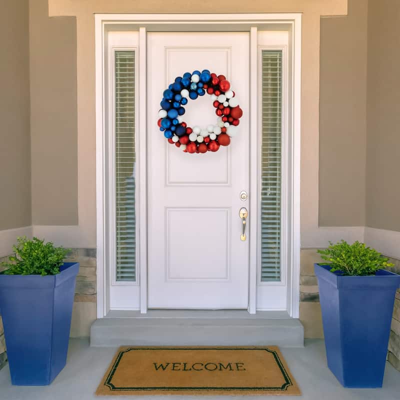 3-Finish Patriotic Ornament Wreath - 22" - Red, White and Blue