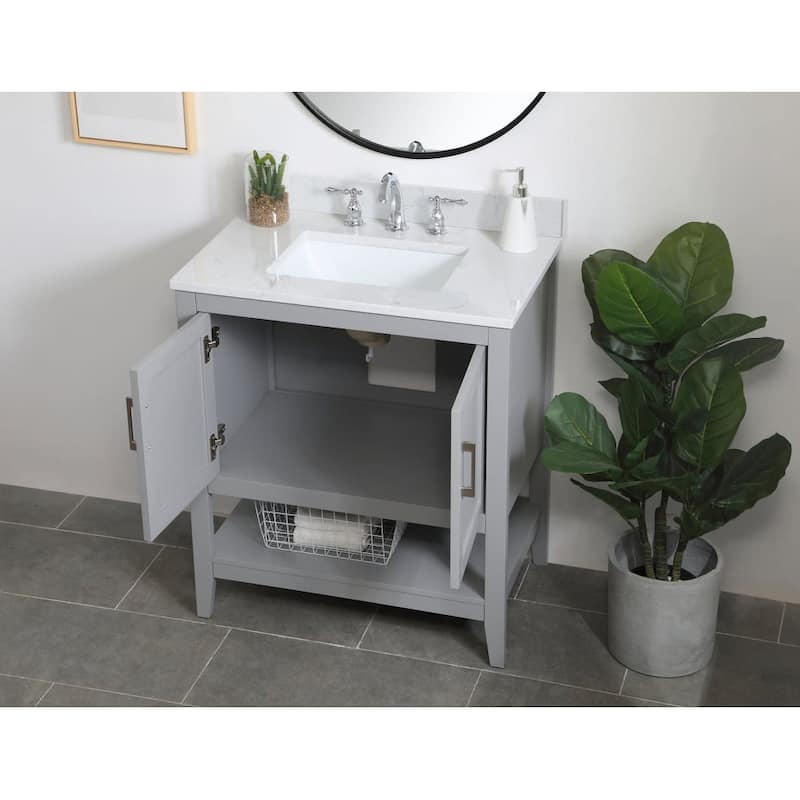 Elegant Lighting VF16030-BS Aubrey 30" Free Standing Single Basin