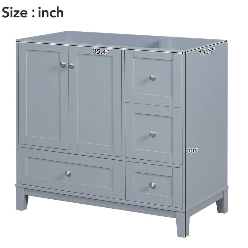 Modern 36-Inch Bathroom Vanity with USB Drawer Charging, Solid Wood Base, and Painted Finish(Sink not included) - 17.5in L