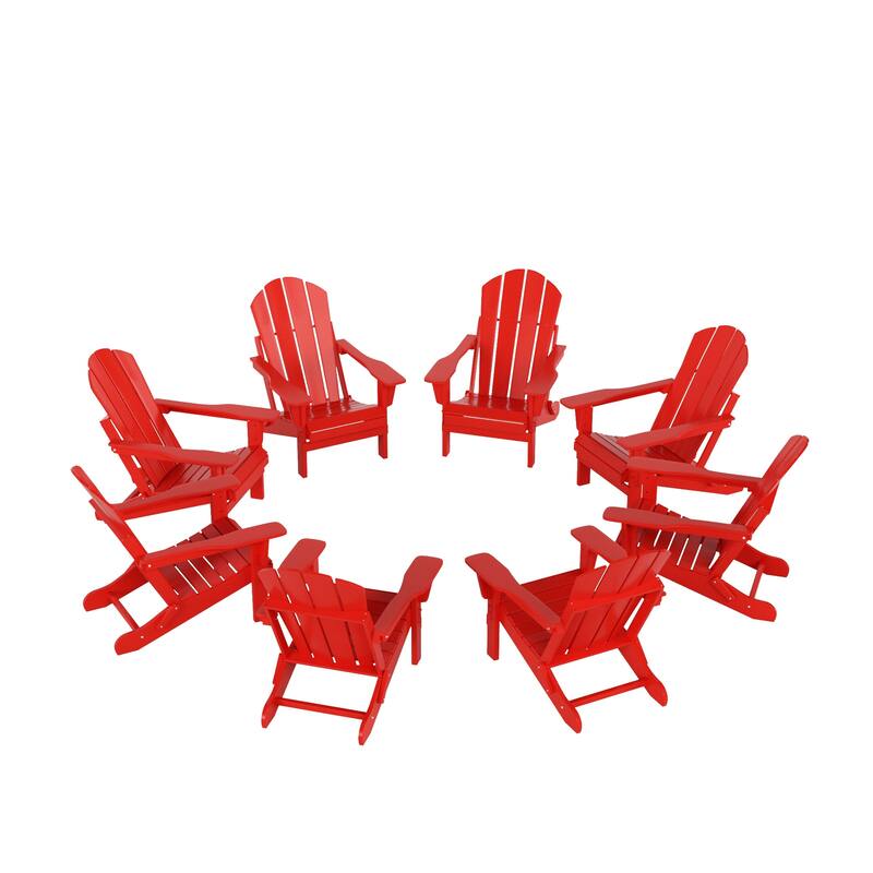 Polytrends Laguna Hdpe All Weather Outdoor Patio Foldable Adirondack Chairs (Set Of 8)
