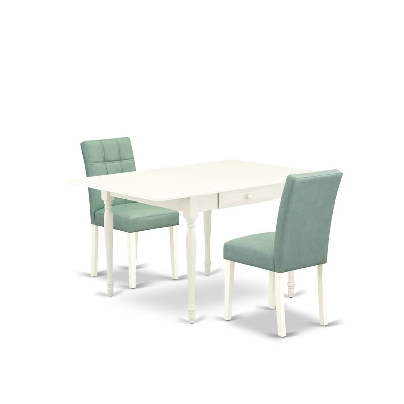 East West Furniture Dining Set Consists of a Rectangle Kitchen Table and Chairs, Linen White (Pieces Options)