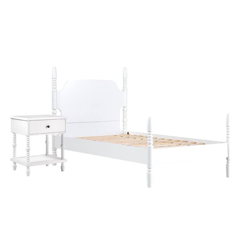 Walker Edison Twin Bed with 1-Drawer Nightstand Bedroom Set