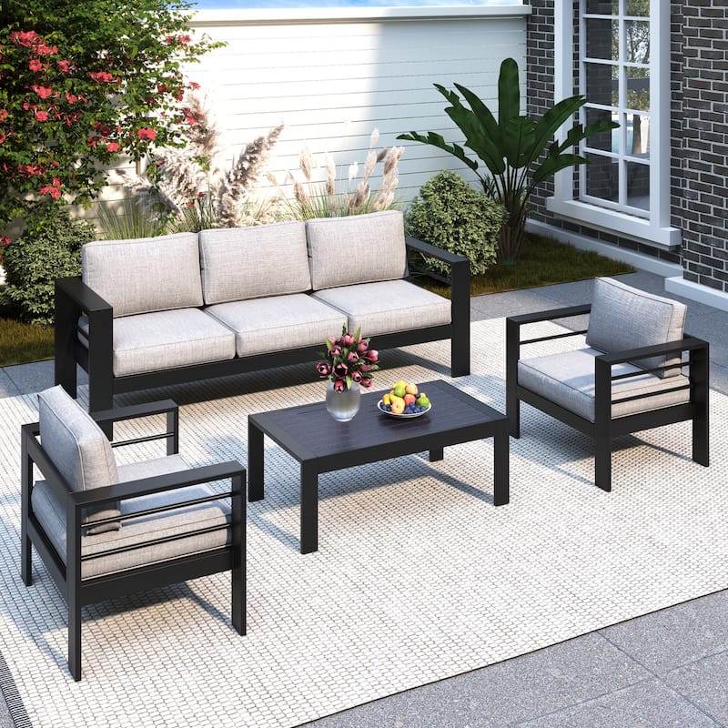 Royalcraft 4 Piece Aluminum Outdoor Patio Furniture Set