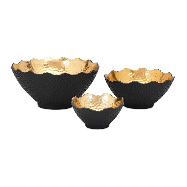 IMAX Home 14451-3 Nova Ceramic Decorative Bowls - Set of 3 - Black