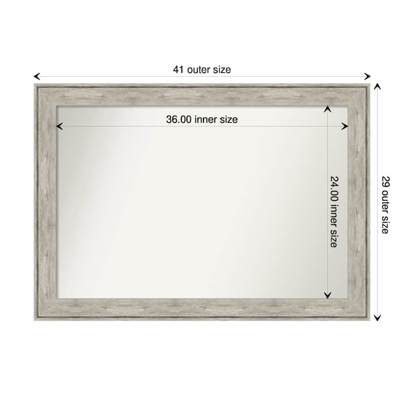 Non-Beveled Bathroom Wall Mirror - Crackled Metallic Frame - 41 x 29 in - Crackled Metallic