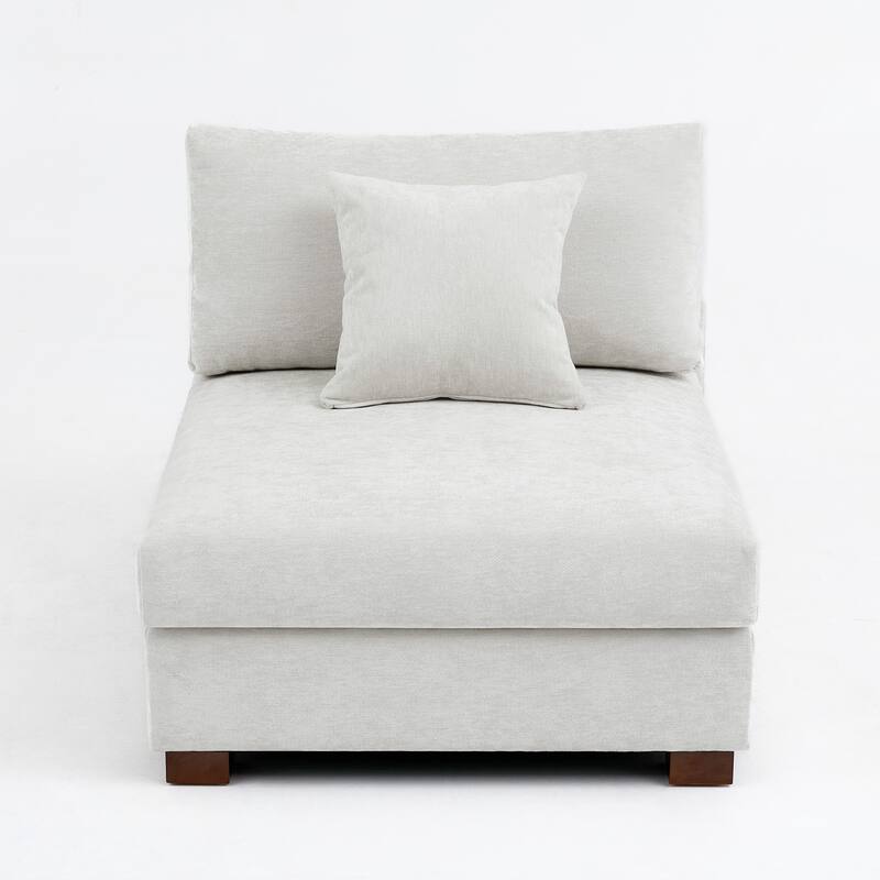 Chenille Upholstered Armless Accent Chair With Plush Cushion