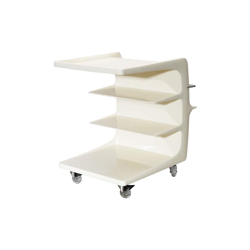 Plastic Cart on Casters with 3 Shelves, Book Ledge and Bar - 20.88"L x 15.75"W x 21.63"H