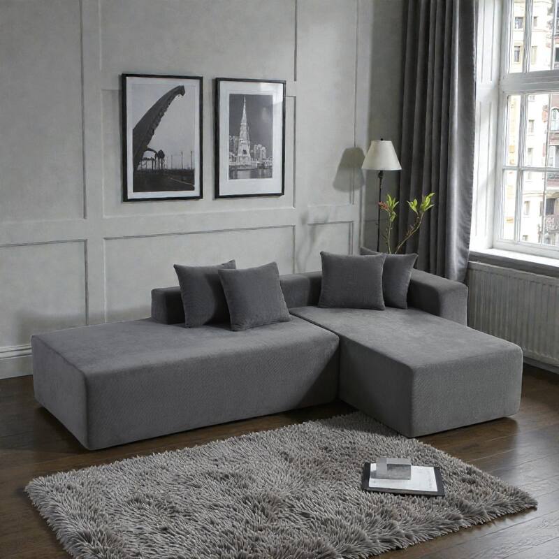 101" L-Shaped Modular Sofa with Deep Seat, No Assembly Sectional Couch with High-Density Foam for Living Room