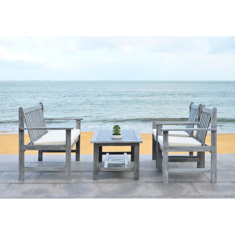 SAFAVIEH Outdoor Ainsley Acacia Wood 4-Piece Furniture Set - 44W x 34D x 25H