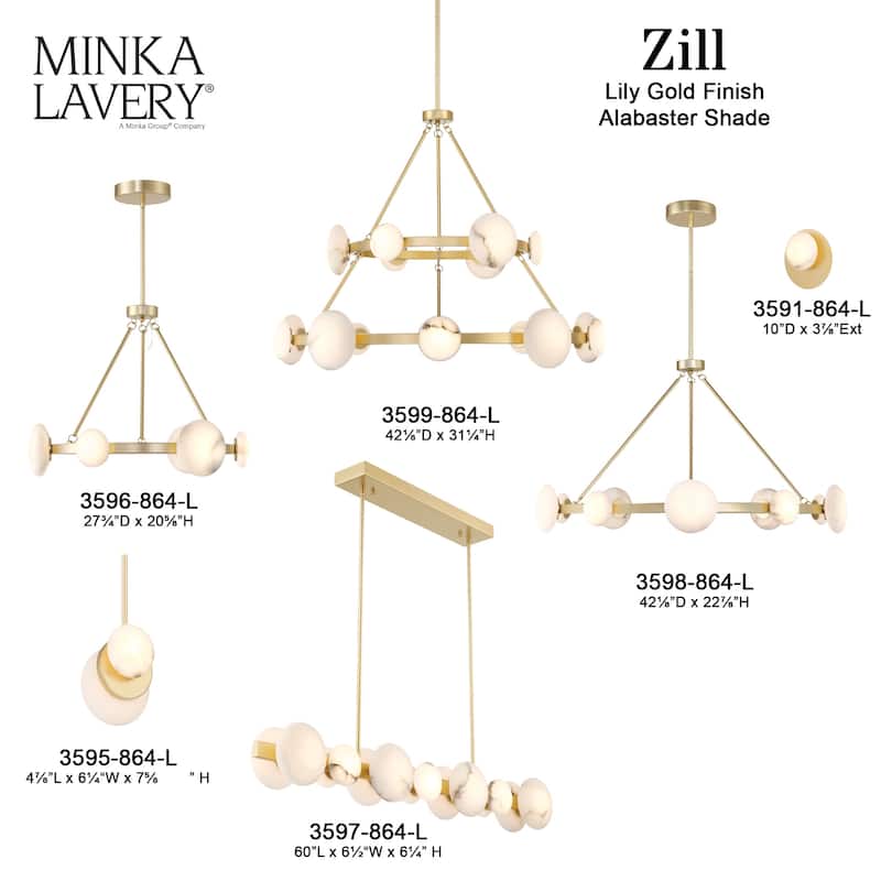 Minka Lavery 3591-L Zill 10" Tall LED Wall Sconce with Alabaster Stone