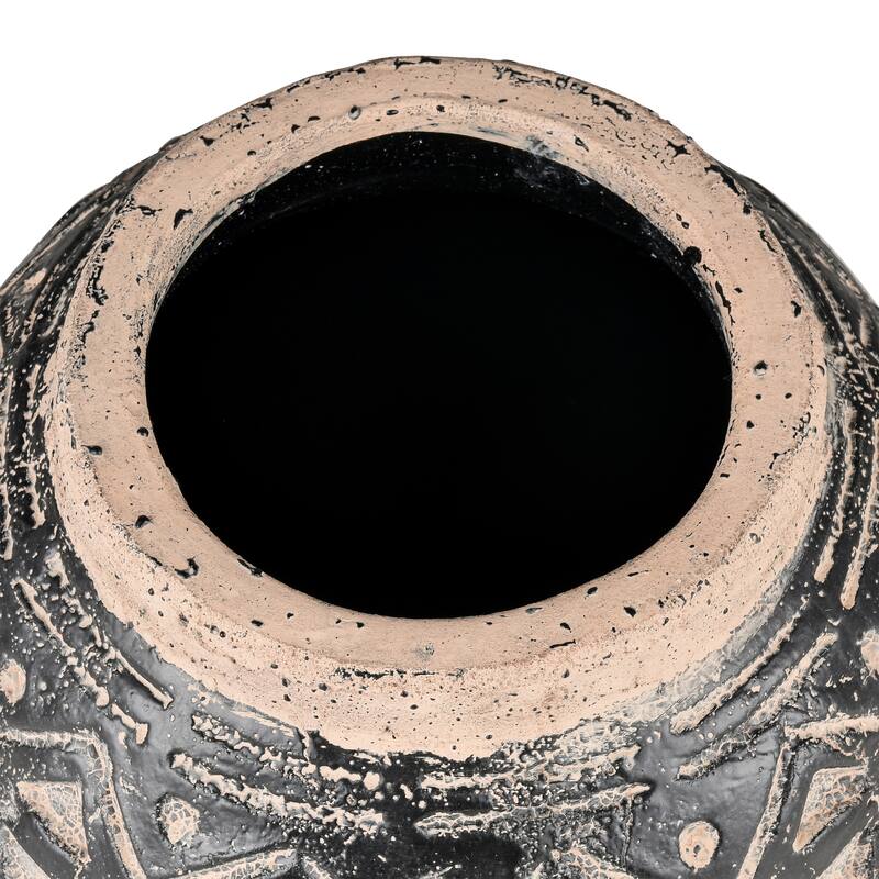 Elk Home Eleni Black Earthenware 10 Inch Wide Vase