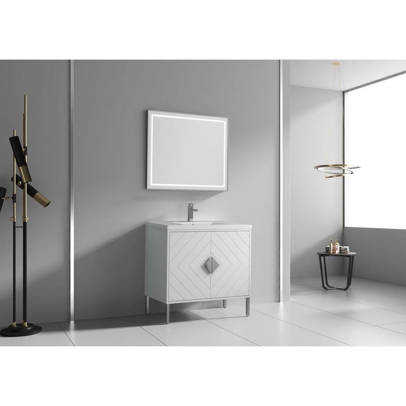 36" Tennant Brand Modern Style White Eileen Bathroom Sink Vanity