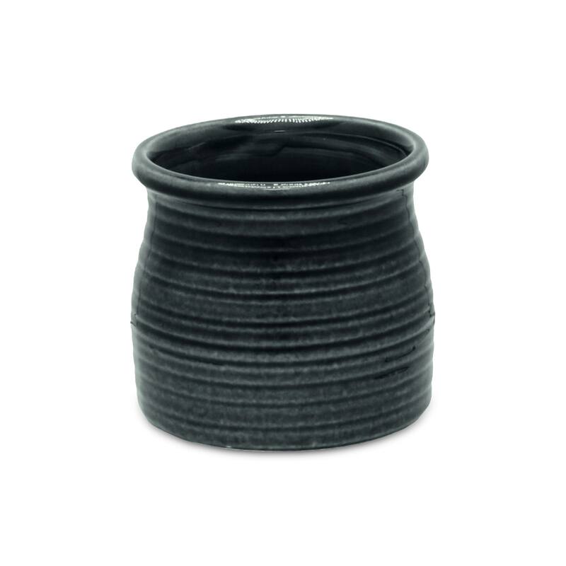 Kifon Curved Ceramic Ceramic Pot - Dark Gray