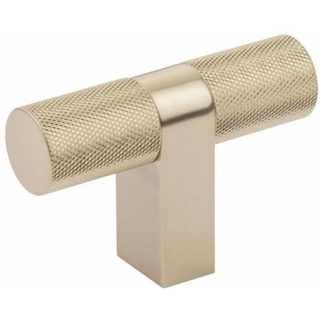 Emtek 86657.RCB.KN Knurled 3-1/8" Bar Cabinet Knob with Rectangular - Satin Brass / Satin Brass Stem