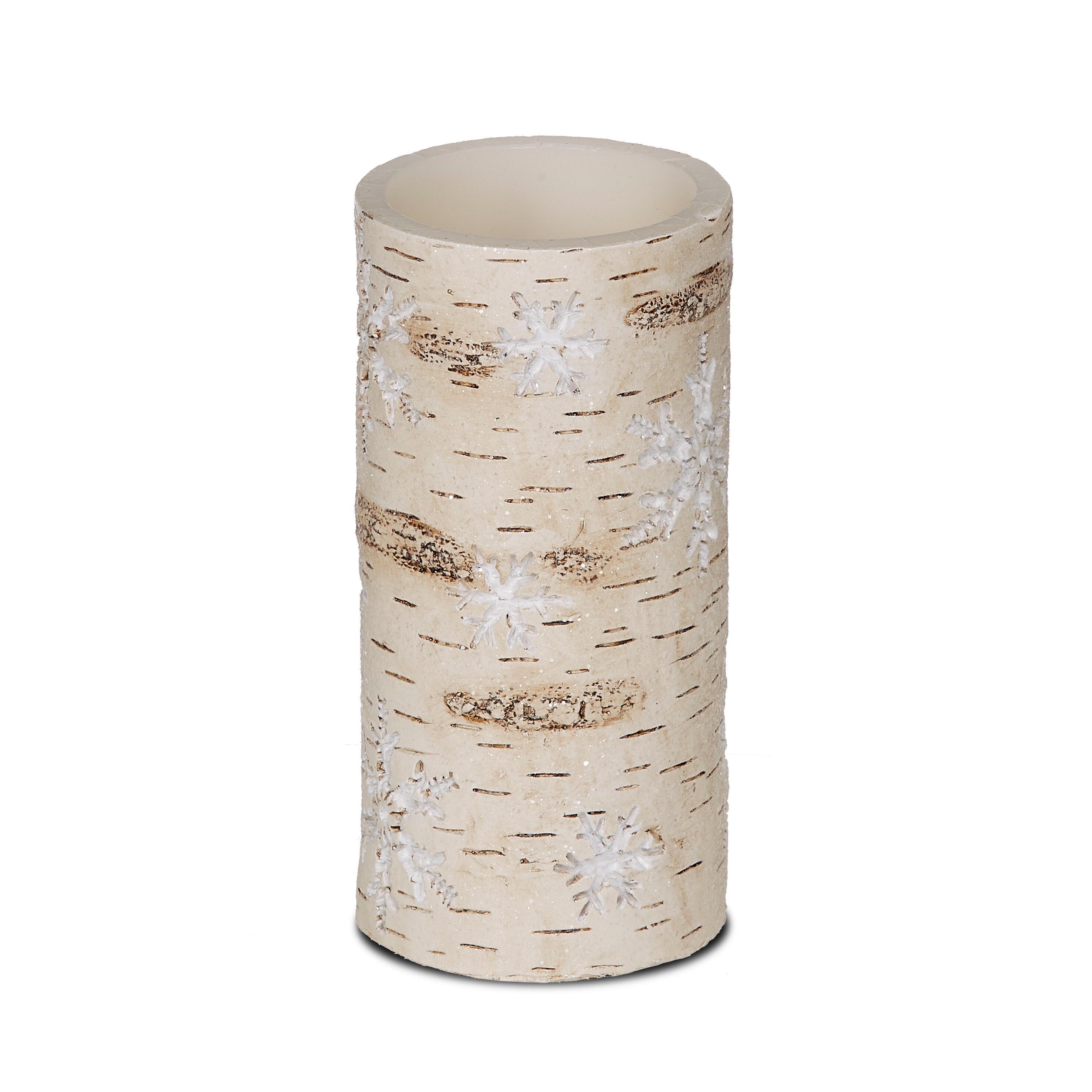 Shop Black Friday Deals On Set Of 4 Led Rustic Snowflake Birch Flameless Wax Pillar Christmas Candle 6 Overstock 21655633