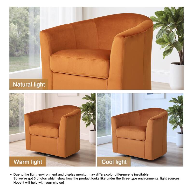 Upholstered Velvet 360° Swivel Accent Arm Chair