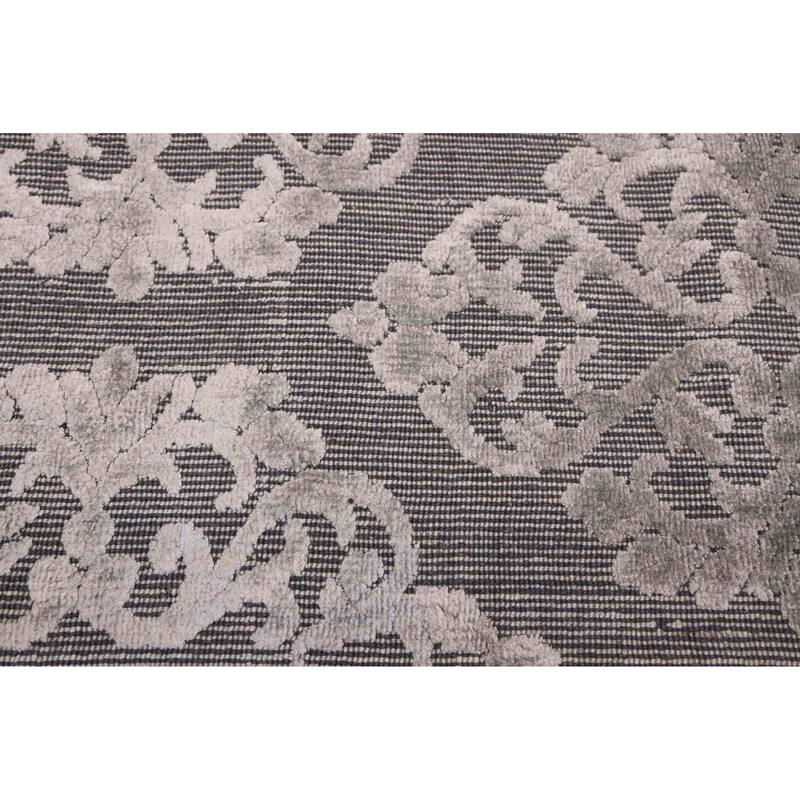 ECARPETGALLERY Hand Loomed Elysian Dark Grey Viscose, Wool Rug - 8'3 x 9'9