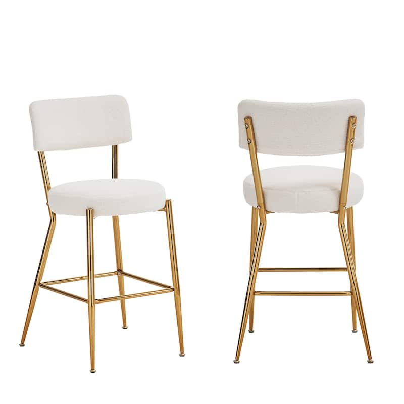 GDFStudio - Maddox Modern Metal Bar Stool with Teddy Fleece Upholstery