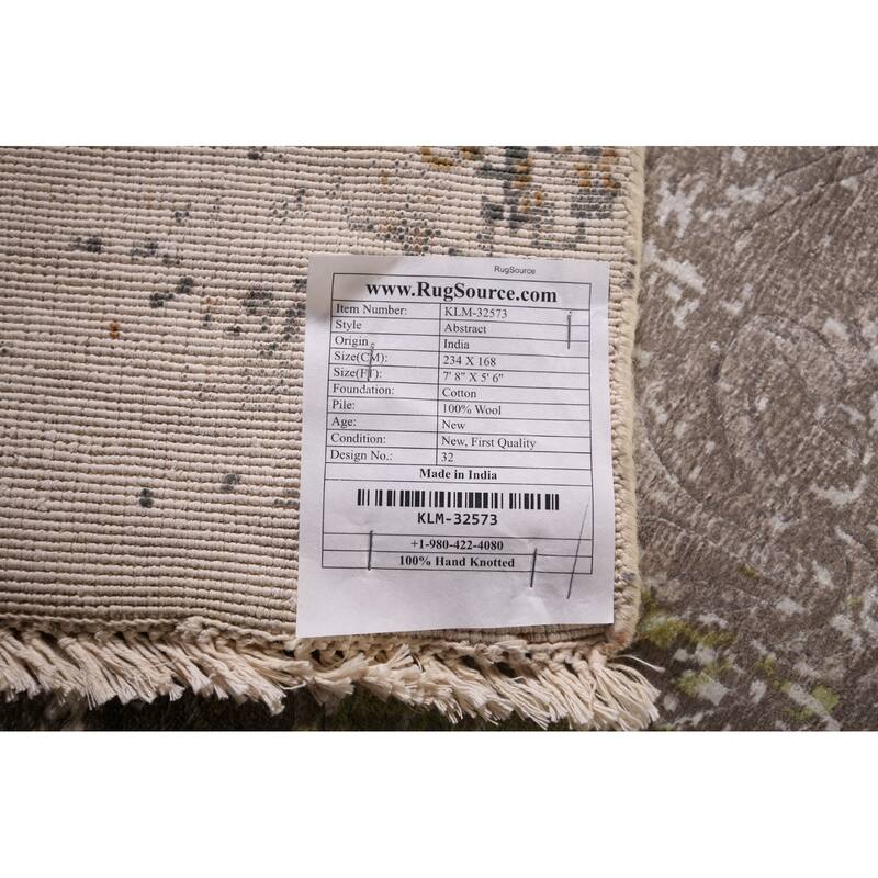 Contemporary Abstract Area Rug Hand-Knotted Wool Carpet - 5'6" X 7'8"