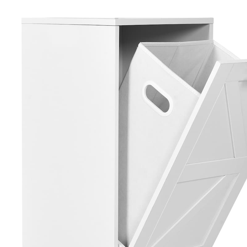 53"H 3-Tier Tilt Out Laundry Hamper Bathroom Storage Shelf Cabinet