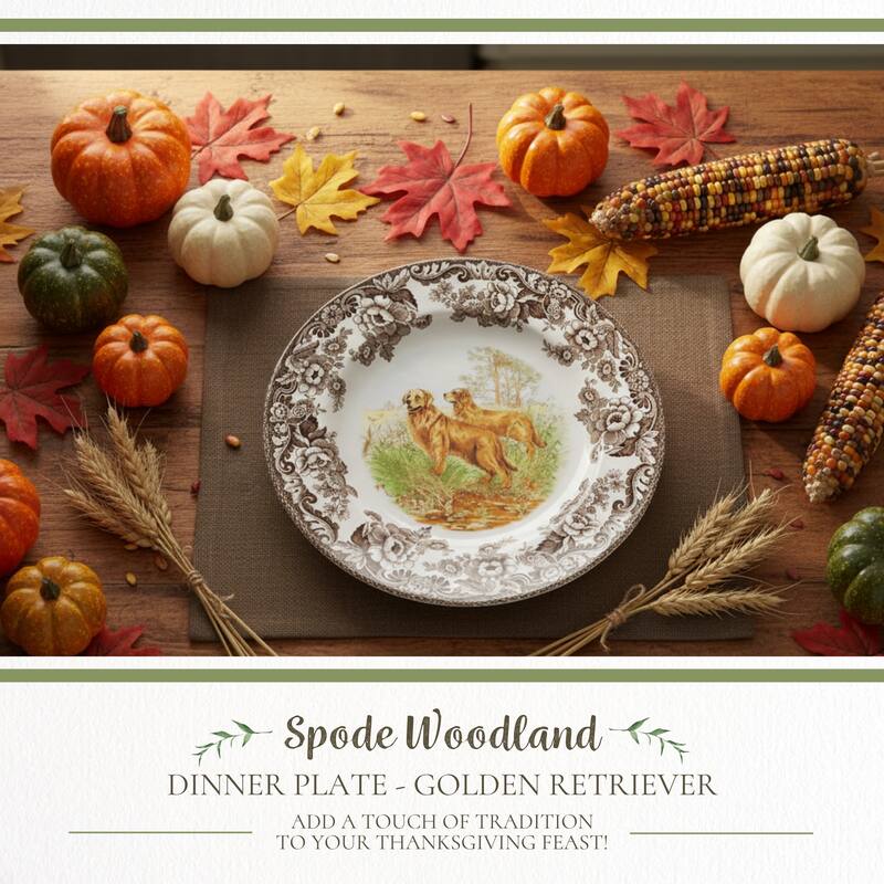 Spode Woodland Dinner Plate Dog Motif