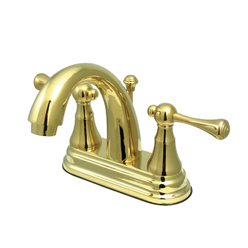 Kingston Brass English Vintage Two-Handle 3-Hole Deck Mount 4 in. Centerset Bathroom Faucet in Polished Brass - Polished Brass