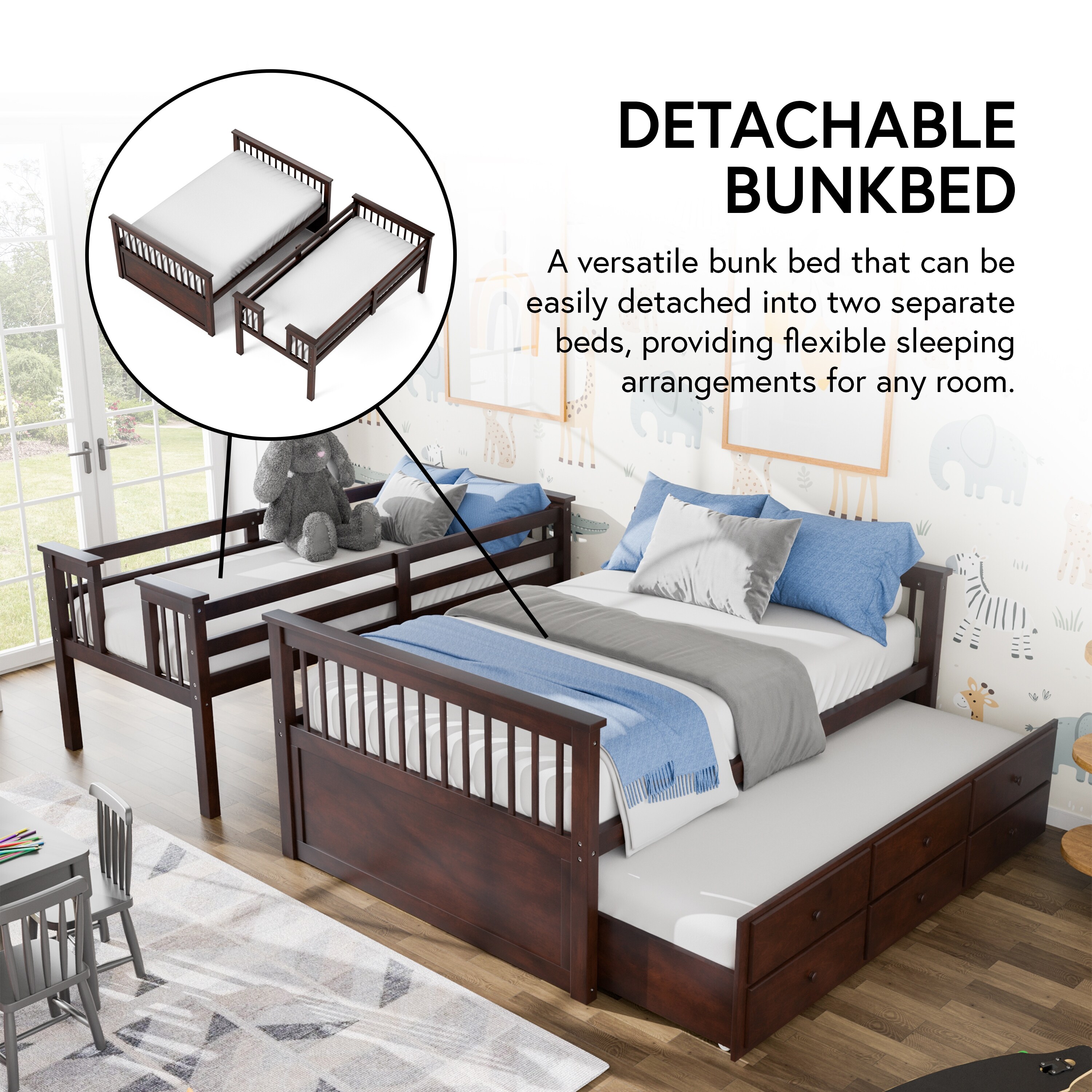 Furniture of america rodman twin xl over queen bunk bed with trundle by foa new arrivals