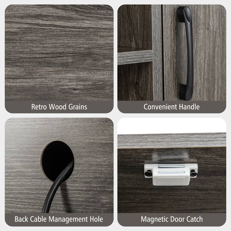 Gymax Buffet Sideboard w/ Power Outlets & USB Ports Wine Racks &