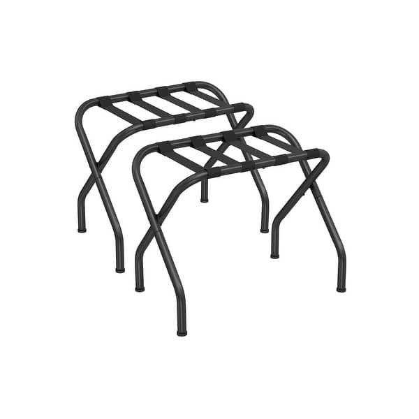 Black Steel Tubes Nylon Straps Foldable Luggage Rack Set with ...