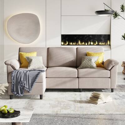 Futzca ​Sectional Sofa Couch, 3 Seat L Shaped Sofa with Removable Pillows
