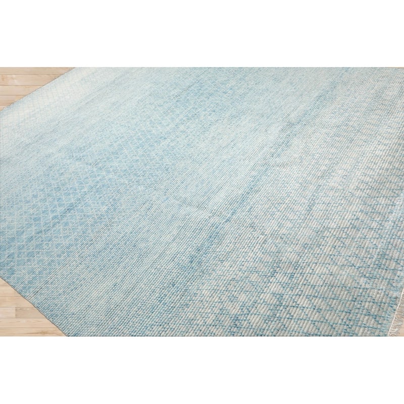 LoomBloom Hand Knotted Ivory Wool Rug Contemporary Ribbed Look 9x12 - 9' x 12' 3''