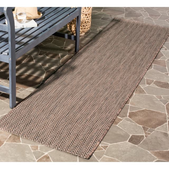 SAFAVIEH Courtyard Carolann Indoor/ Outdoor Waterproof Patio Backyard Rug - 2'3" x 12' Runner - Brown/Beige