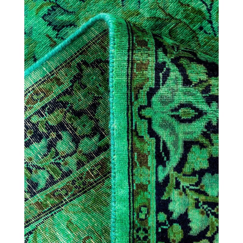 Fine Vibrance, One-of-a-Kind Hand-Knotted Area Rug - Green, 2' 8" x 4' 4" - 2' 8" x 4' 4"