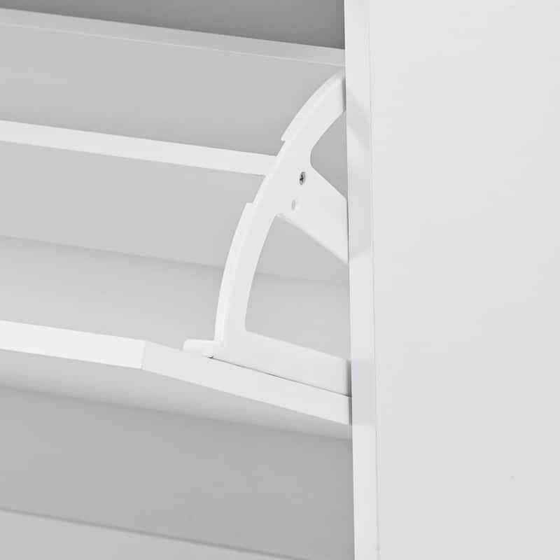 Slim Entryway Organizer with 2 Flip Drawers and LED Light - 9.4"W x 25"H x 35"D