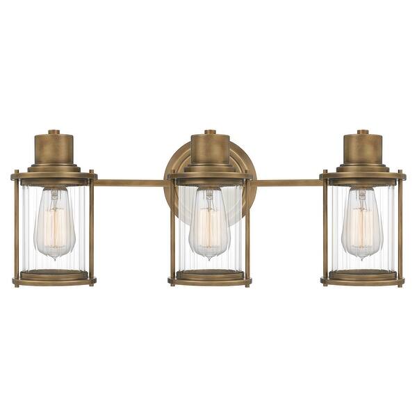 slide 1 of 8, Quoizel Riggs Weathered Brass 3-light Dimmable Steel Bath Light