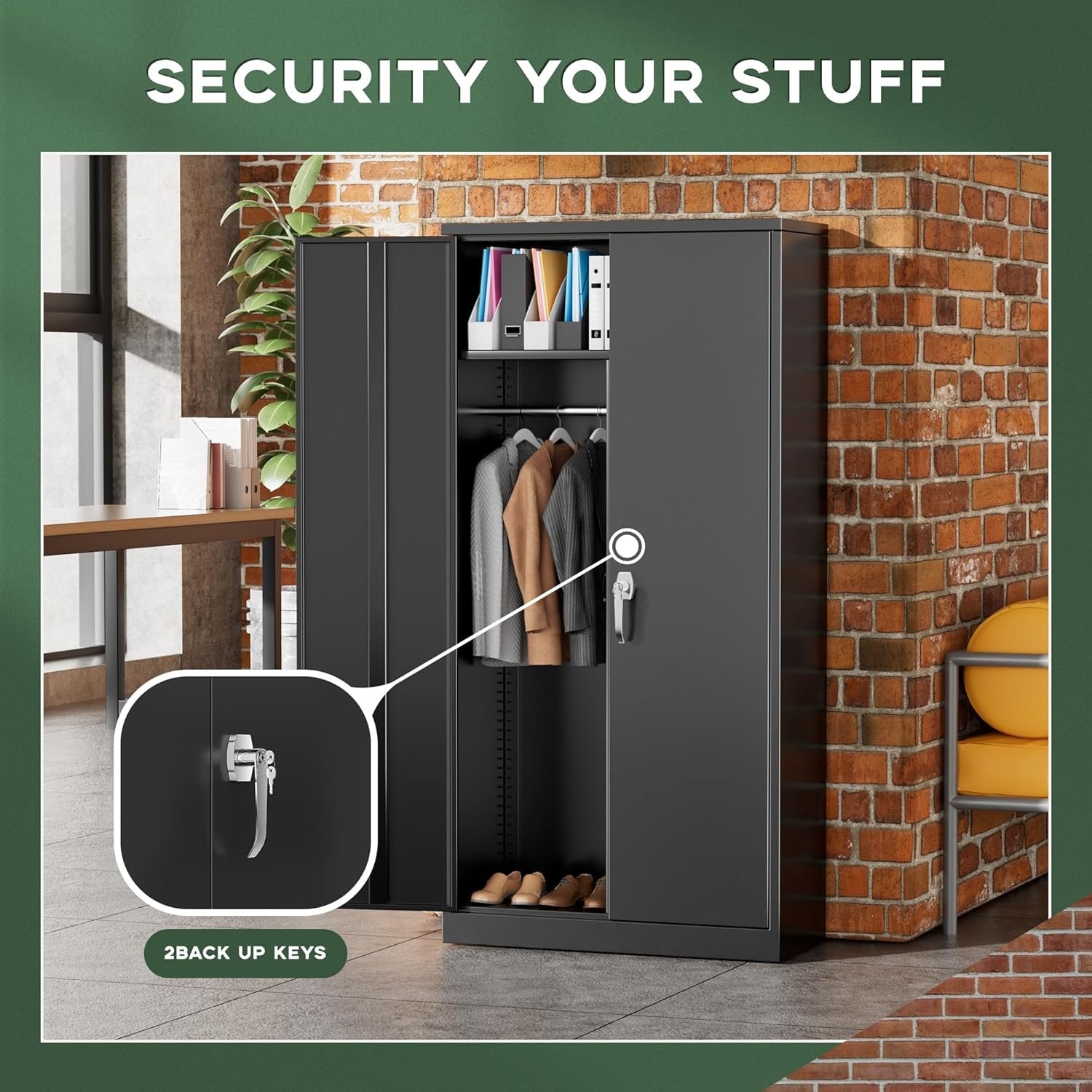 Metal Black Large-Capacity Lockable Closet Garage Storage Work
