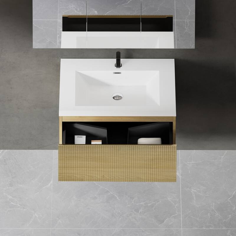 ABRUZZO Floating Vanity with Integrated Top Sink Soft-Close Wall-Mount Bathroom Cabinet