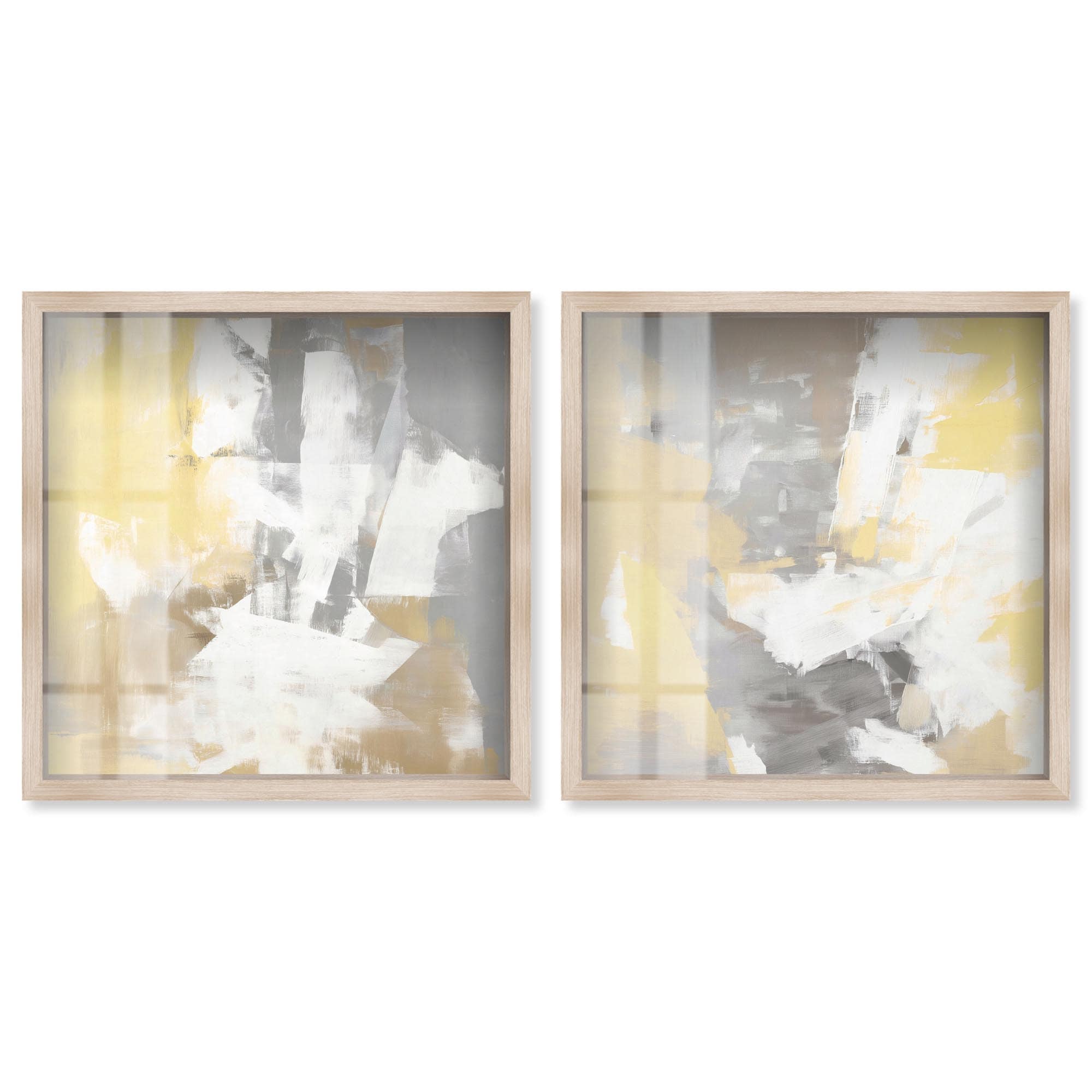Lemon Haze Duet Neutral Decor Set Shadowbox Print by Art Remedy