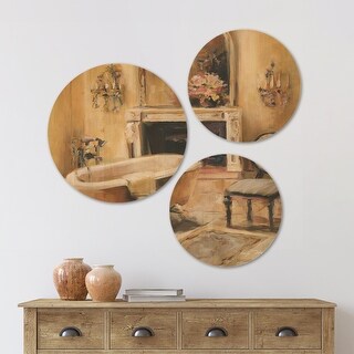 Designart 'French Bath I' Traditional Bathroom Wood Wall Art Set of 3 ...