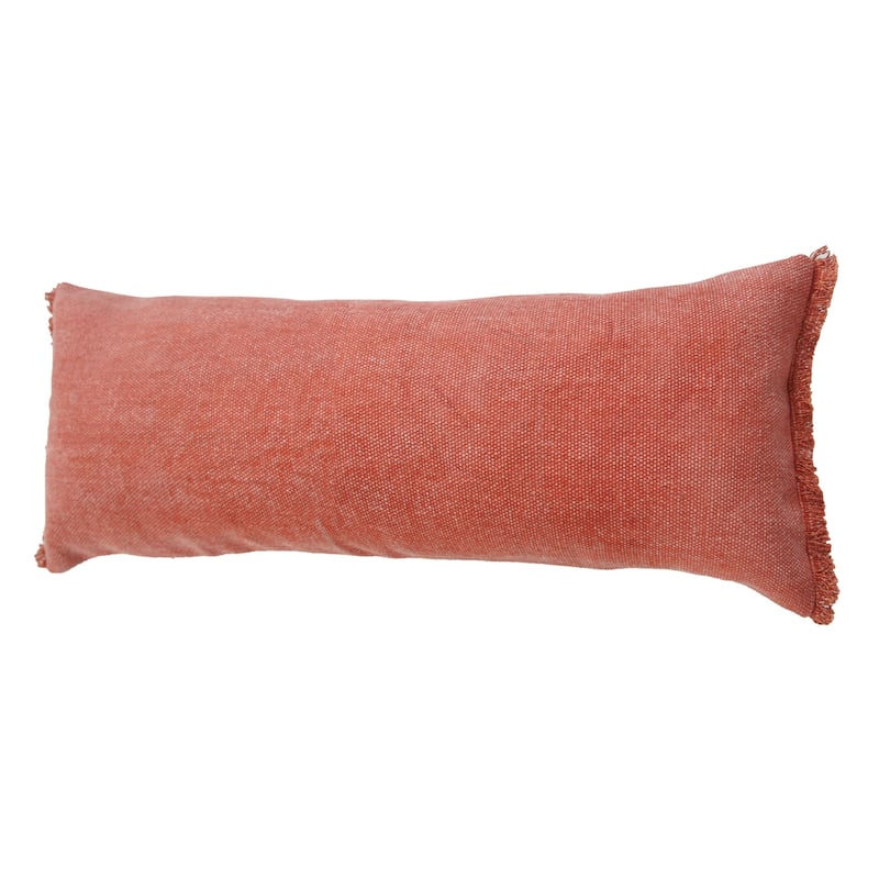 Sevita Light Pink Solid Stonewash Throw Pillow with Fringe