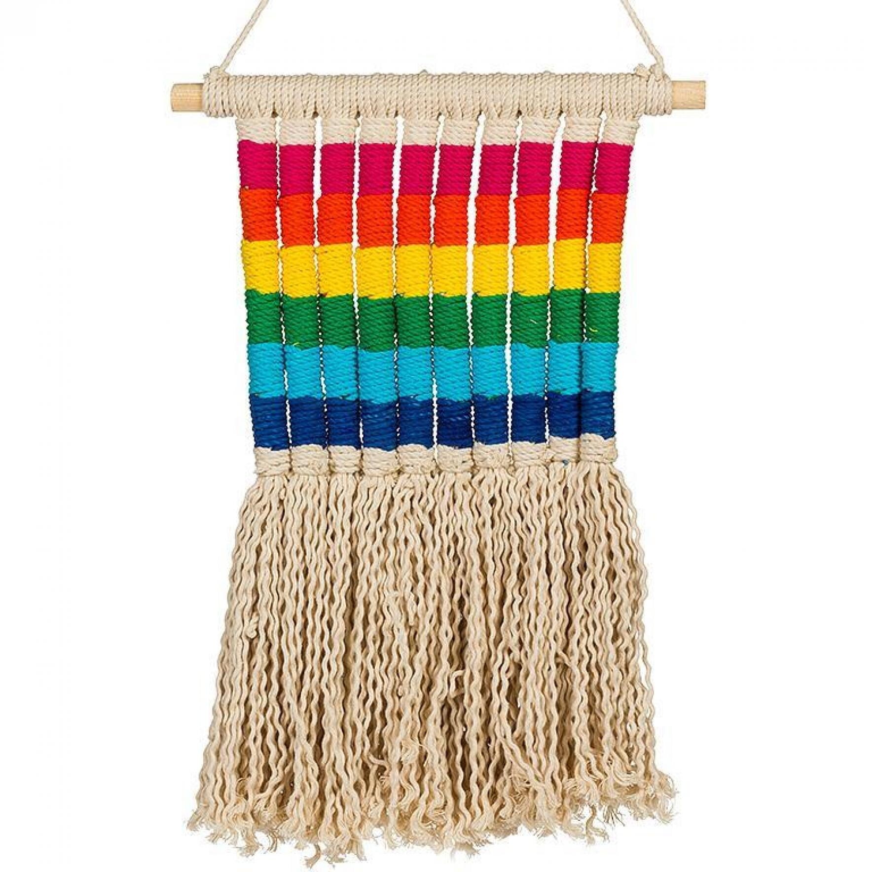 Woven Rainbow Stripe Hanging Wall Decor